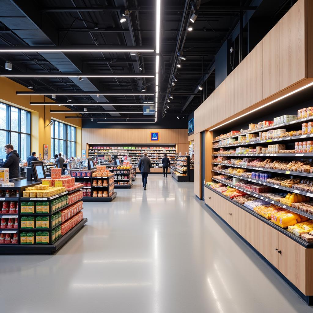 Neues Design des Aldi Süd in Leverkusen nach der Wiedereröffnung