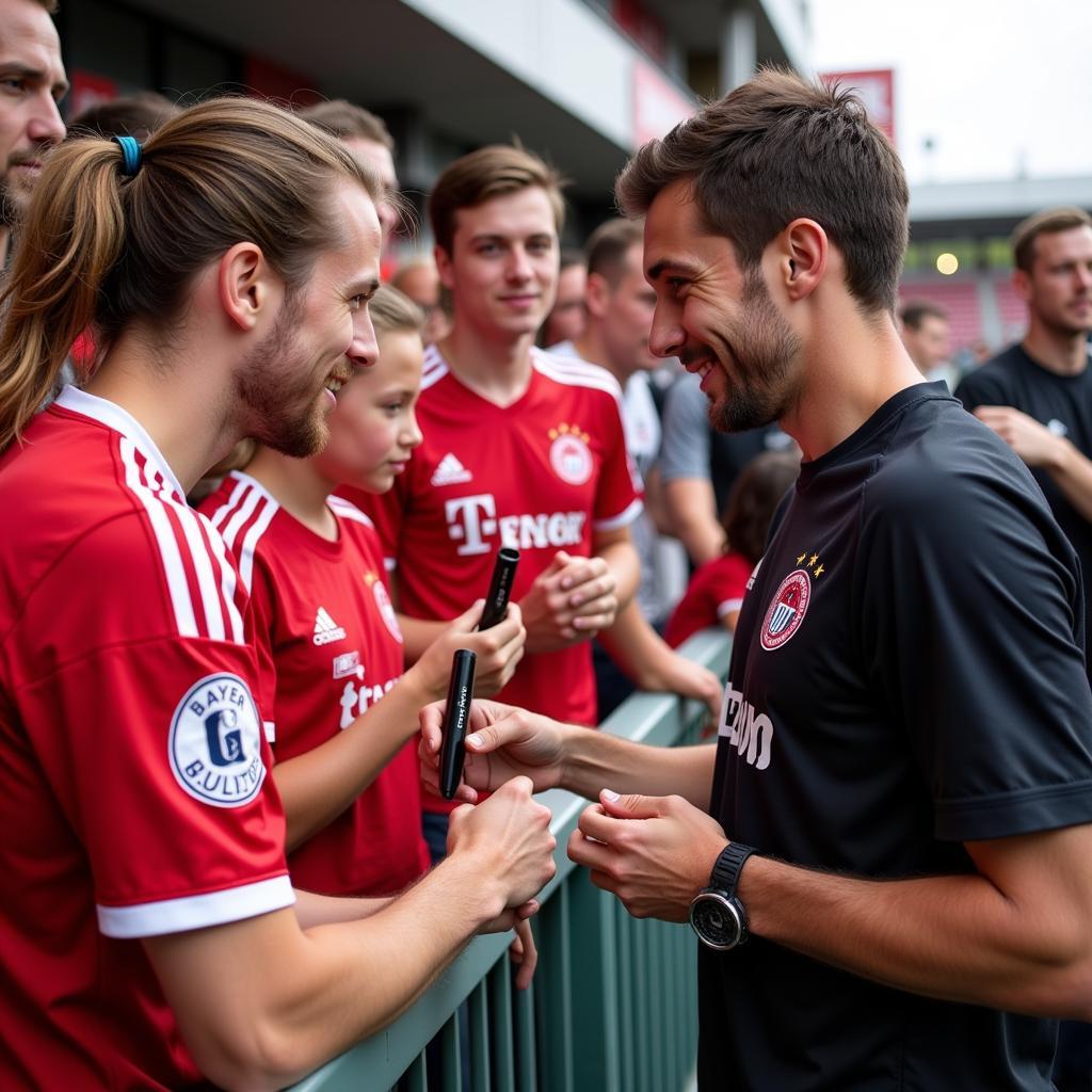 Alexander Haase trifft Fans von Bayer 04 Leverkusen