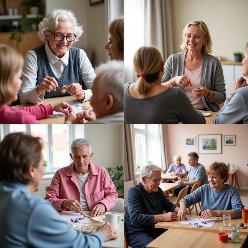 Bewohner eines Altenzentrums in Leverkusen nehmen an gemeinsamen Aktivitäten teil.