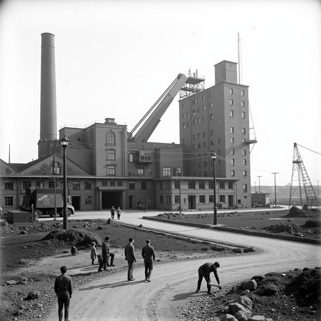 Historisches Foto des Aluminiumschmelzwerks in Leverkusen