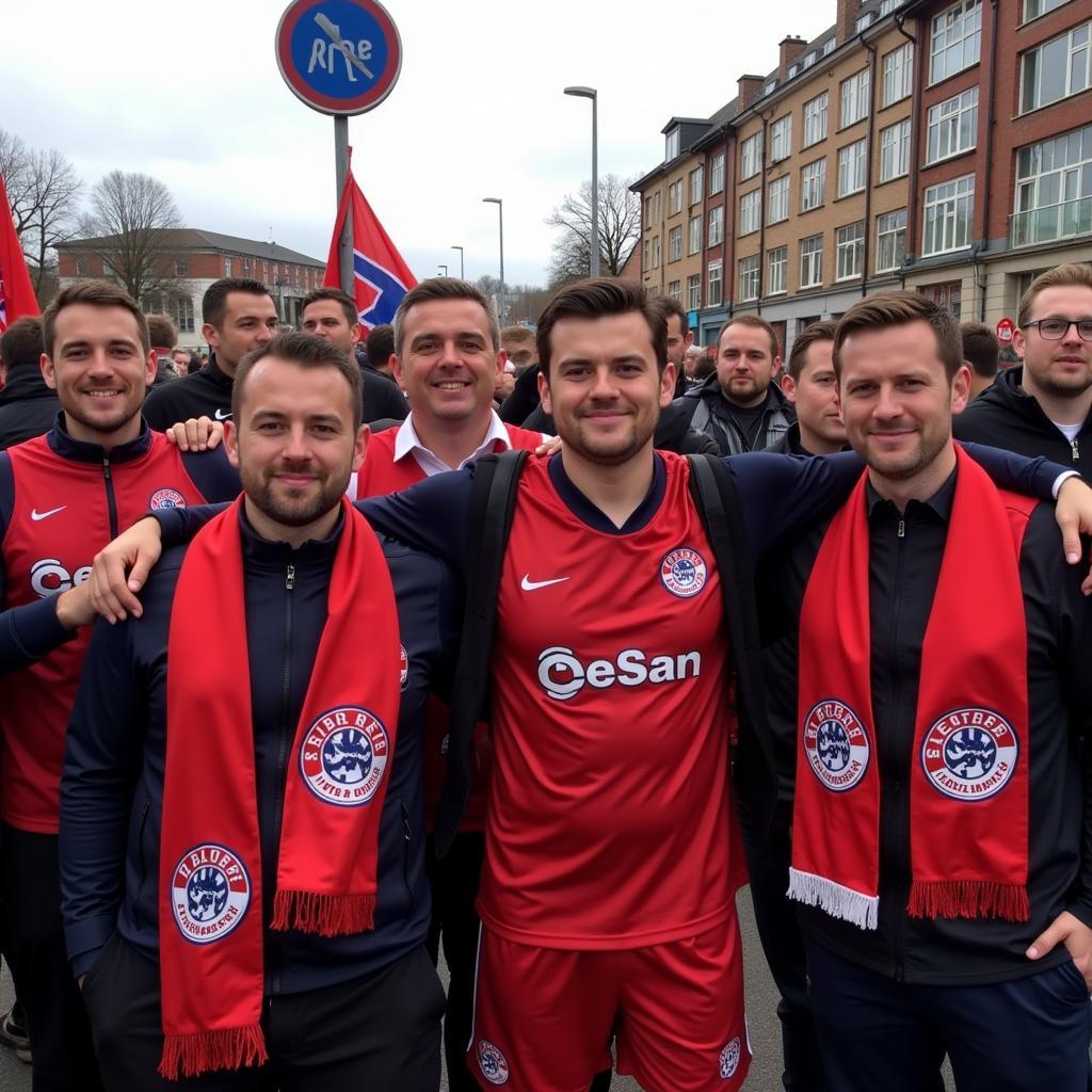 Fans von Bayer 04 Leverkusen in der Nähe von Am Weidenbusch