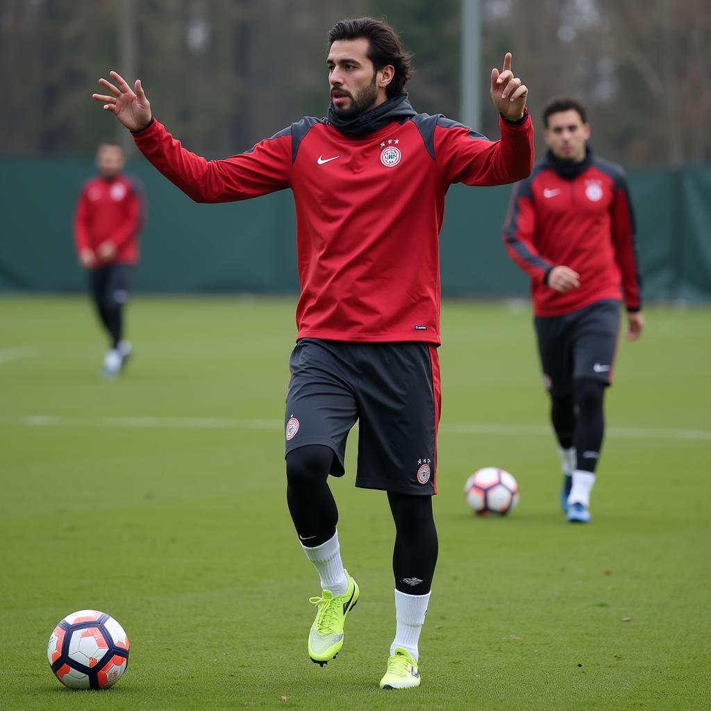 Amine Adli beim Training mit Bayer Leverkusen.