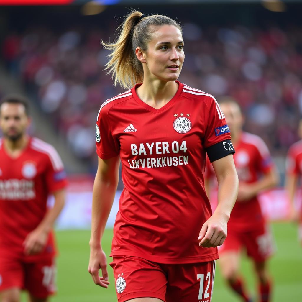 Angelika Titz im Trikot von Bayer 04 Leverkusen.