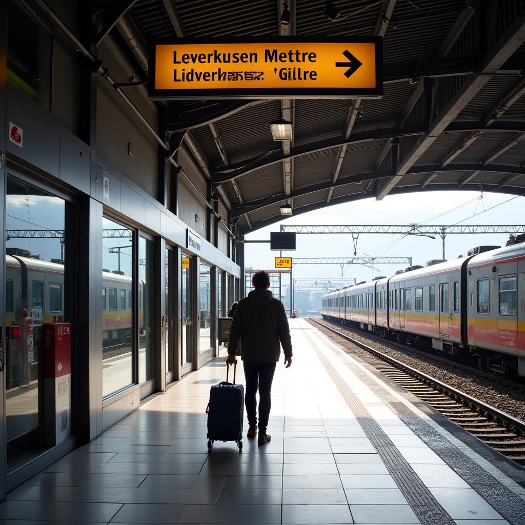 Ankunft am Bahnhof Leverkusen Mitte