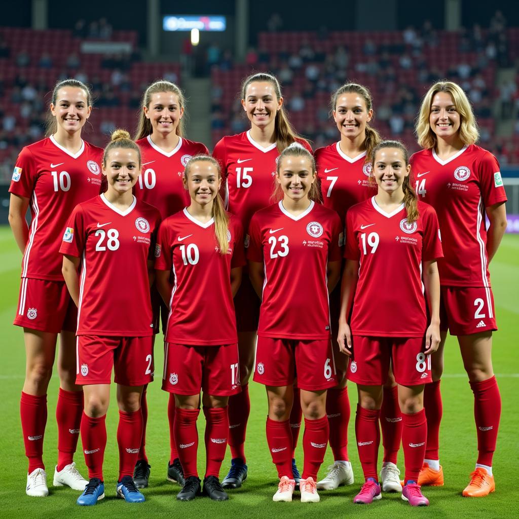 Annelie Breidenbach mit der Leverkusen Mannschaft