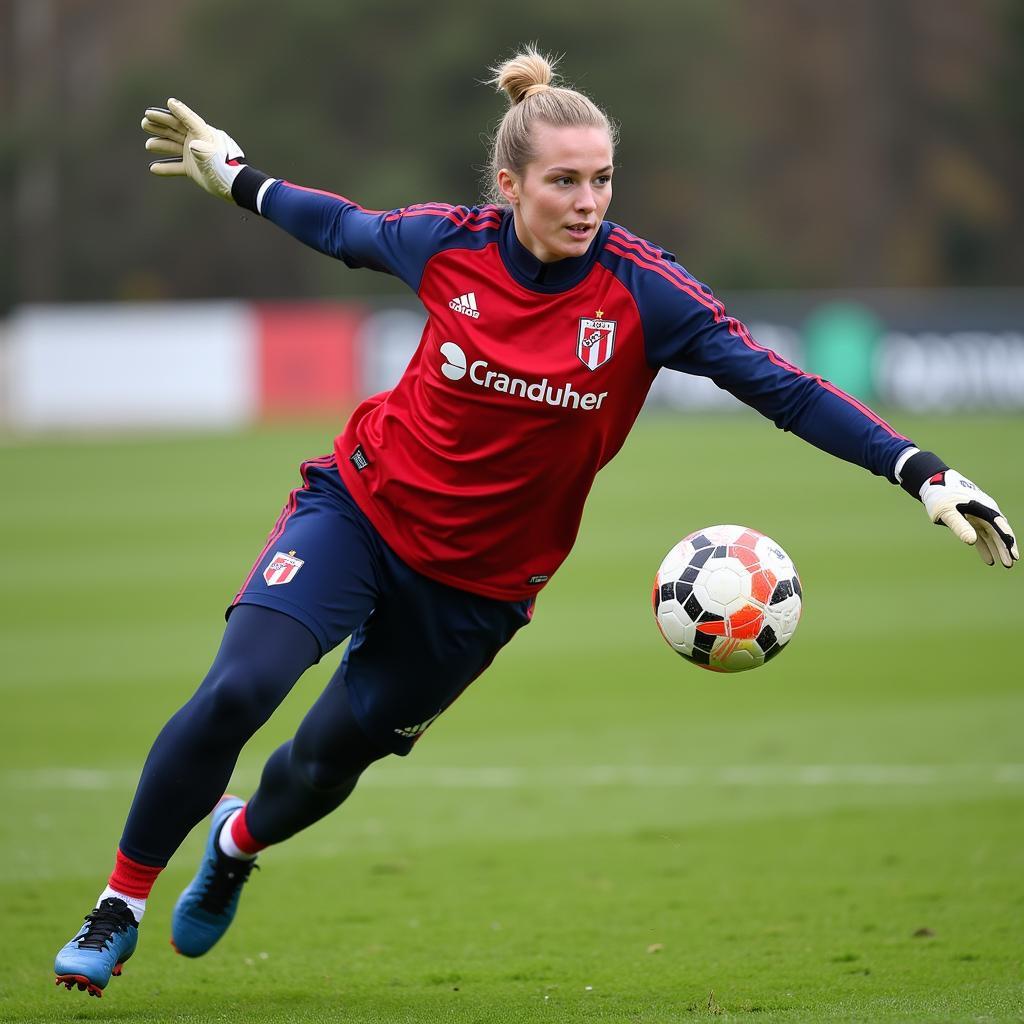 Annelie Breidenbach beim Torwarttraining in Leverkusen