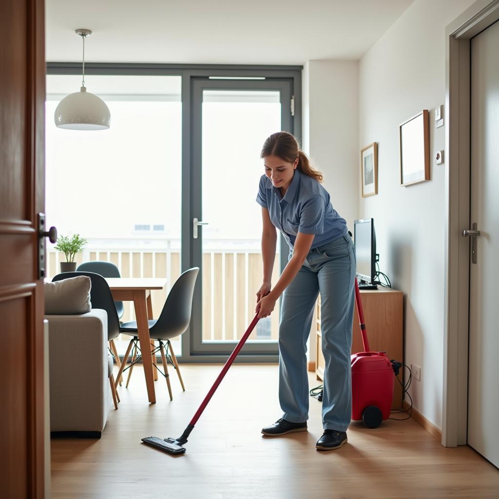 Anzeige Arbeit Putzfrau Leverkusen: Reinigungskraft bei der Arbeit