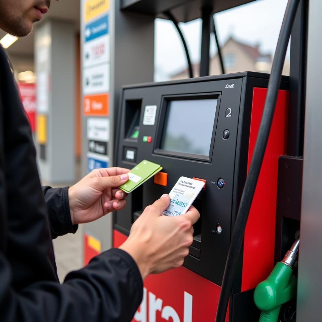 Bezahlen an der Aral Tankstelle Leverkusen Alkenrath