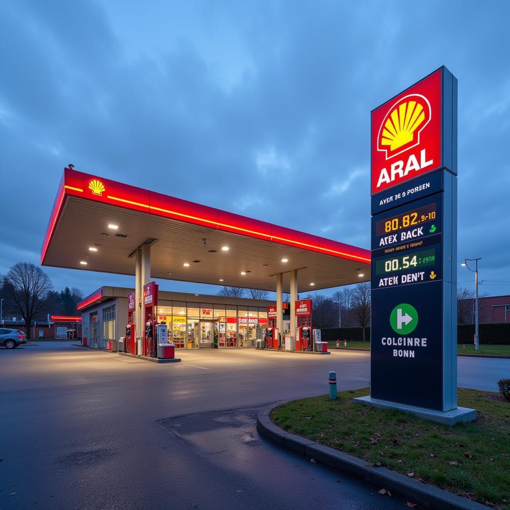 Aral Tankstelle in Leverkusen nahe dem Flughafen Köln/Bonn