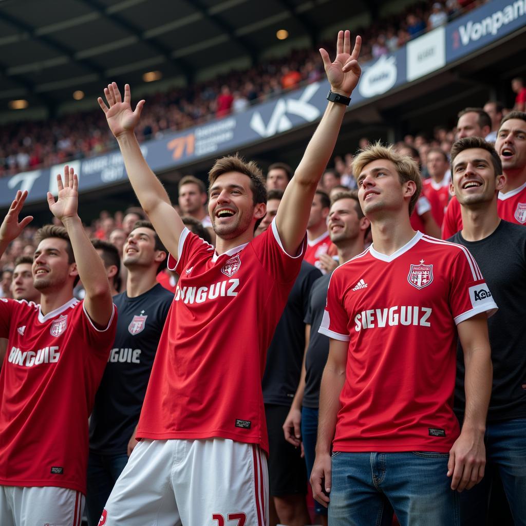 Fans mit Aranguiz Trikot im Stadion.