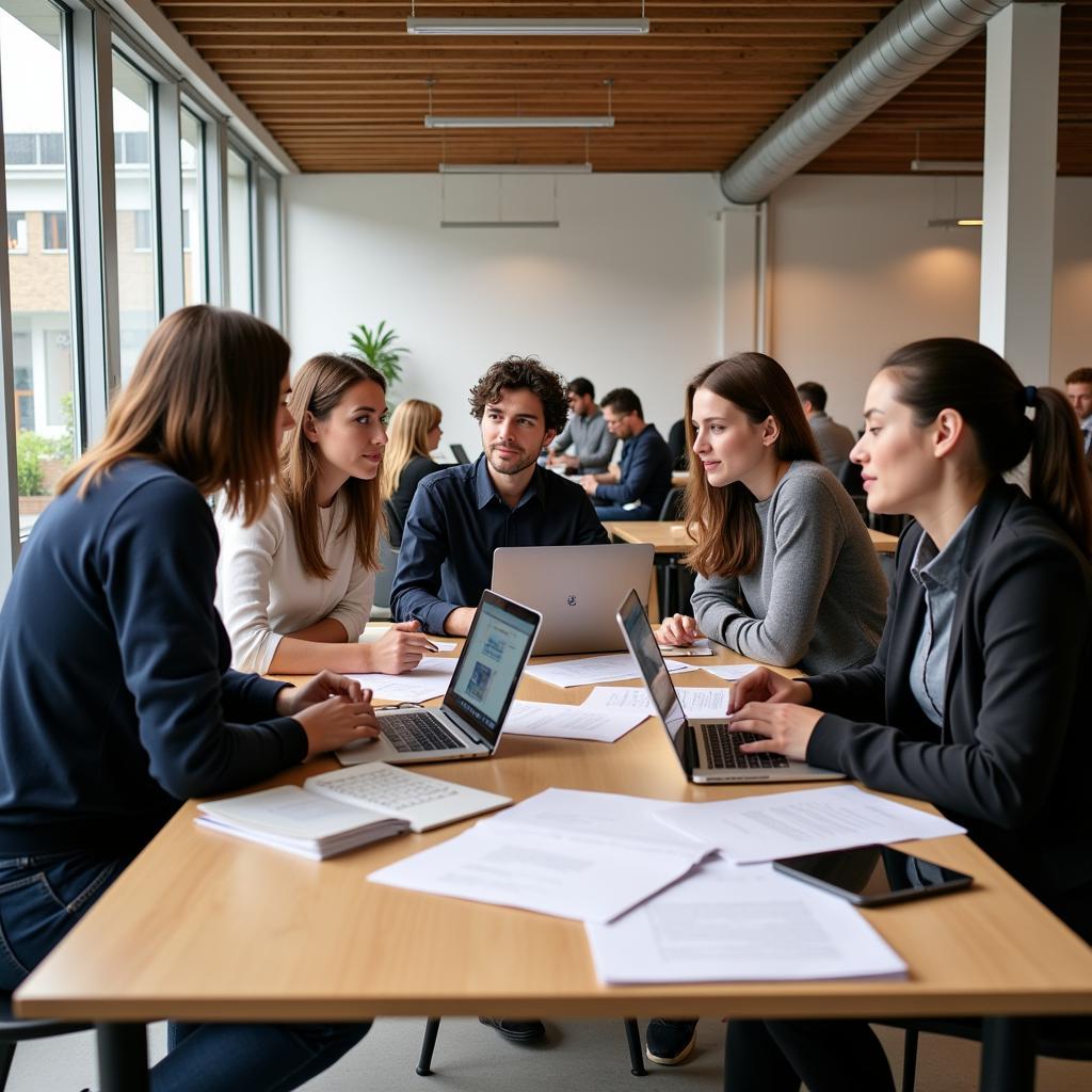 Gemeinschaftliches Arbeiten im Arbeiterzimmer Leverkusen