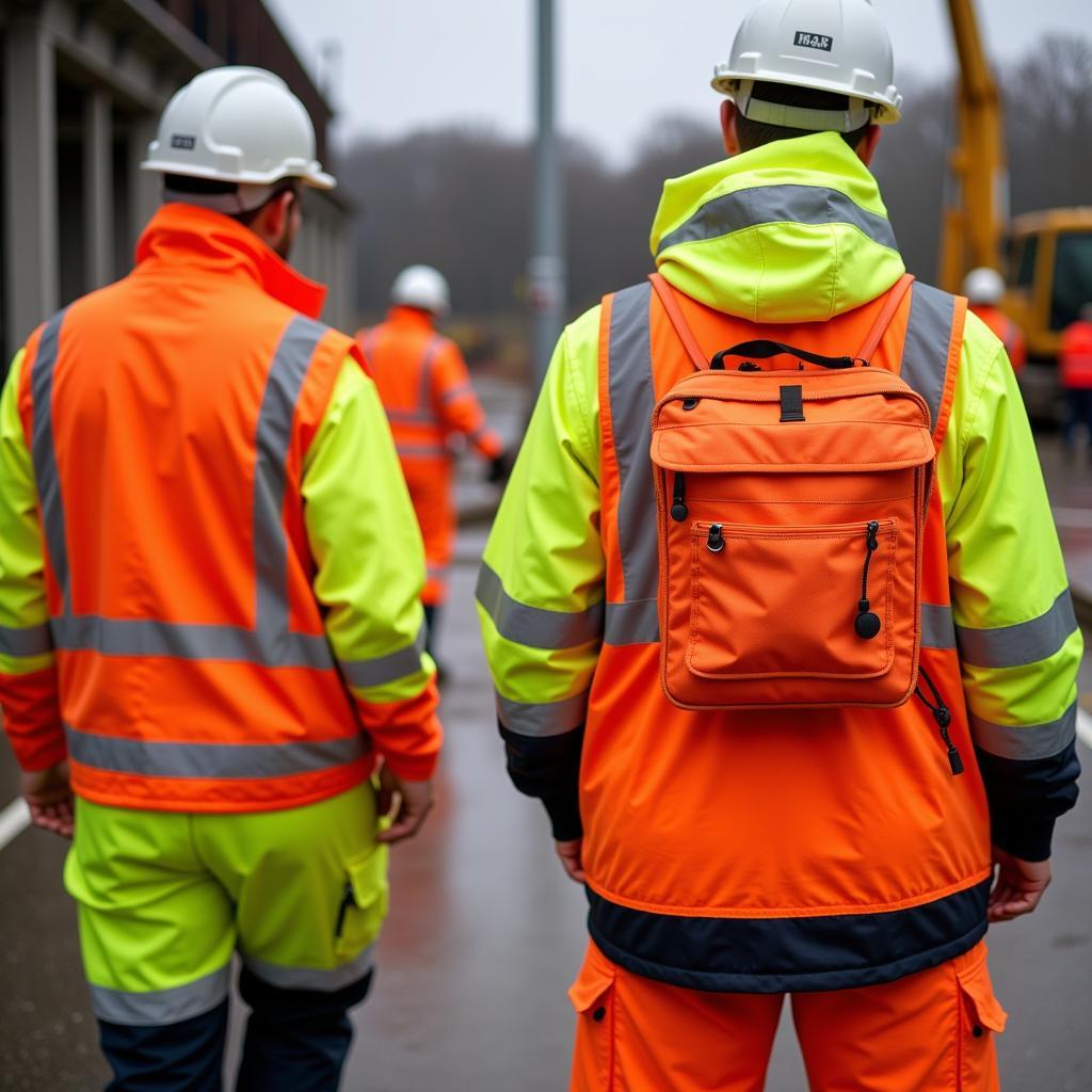 Arbeitswesten auf der Baustelle in Leverkusen