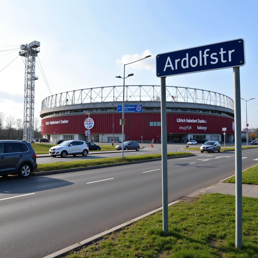 Anfahrt zum Ulrich-Haberland-Stadion über die Ardolfstr