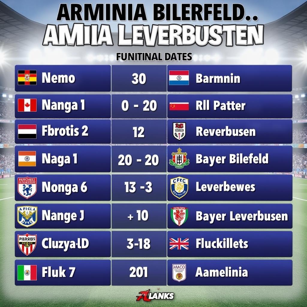 Zukünftige Begegnungen Arminia Bielefeld vs Bayer Leverkusen