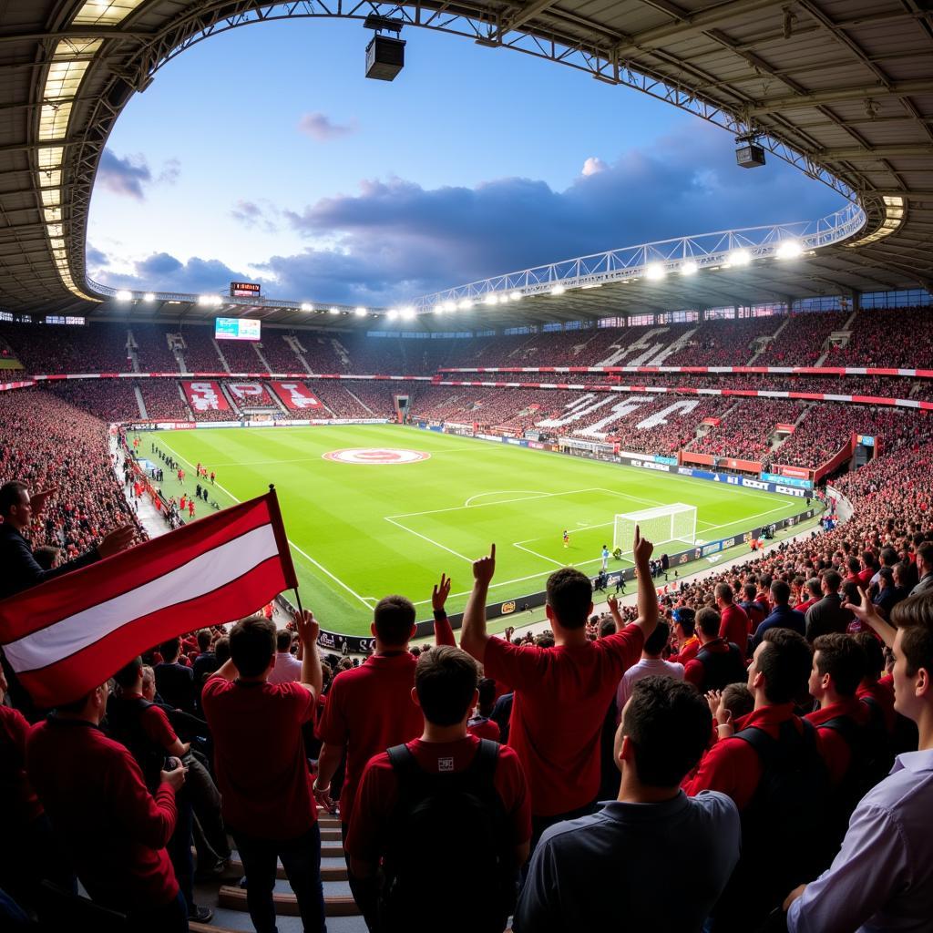 Die Fans von Arminia und Leverkusen sorgen für eine tolle Stimmung im Stadion.