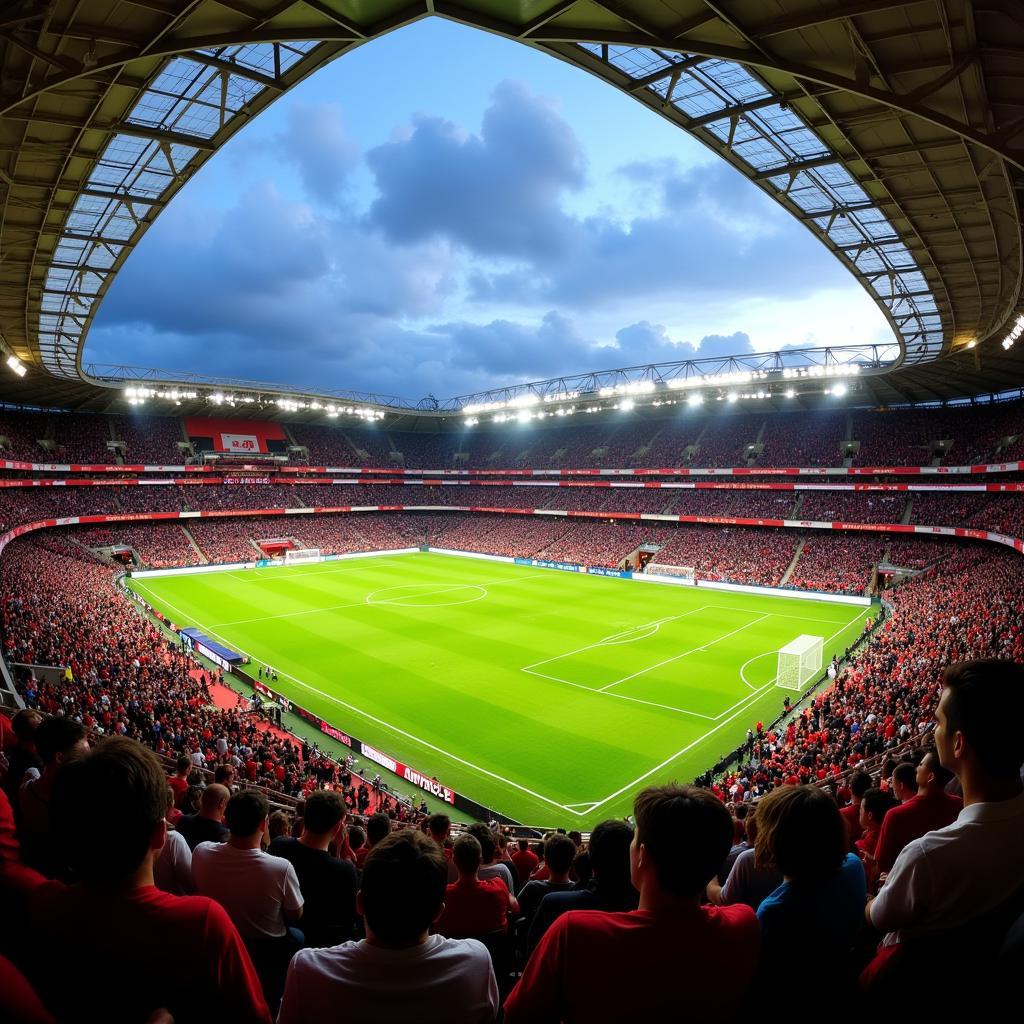 Stadionatmosphäre beim Spiel Arsenal gegen Leverkusen