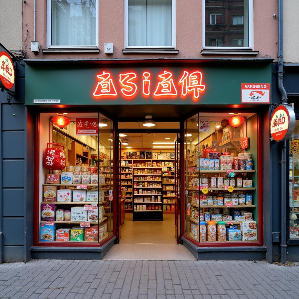 Aussenansicht eines Asia Shops in Leverkusen Wiesdorf