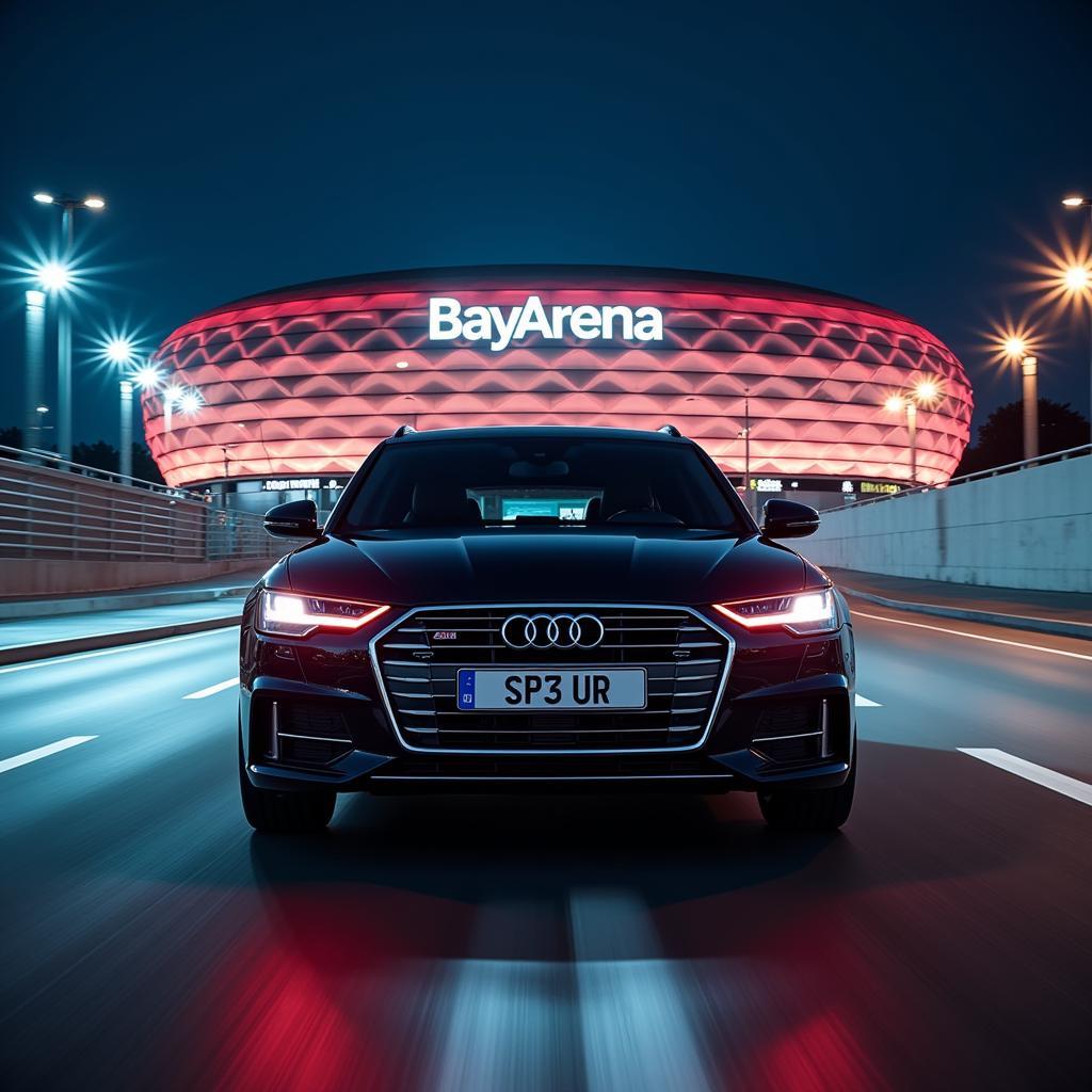 Audi A6 Avant vor der BayArena in Leverkusen