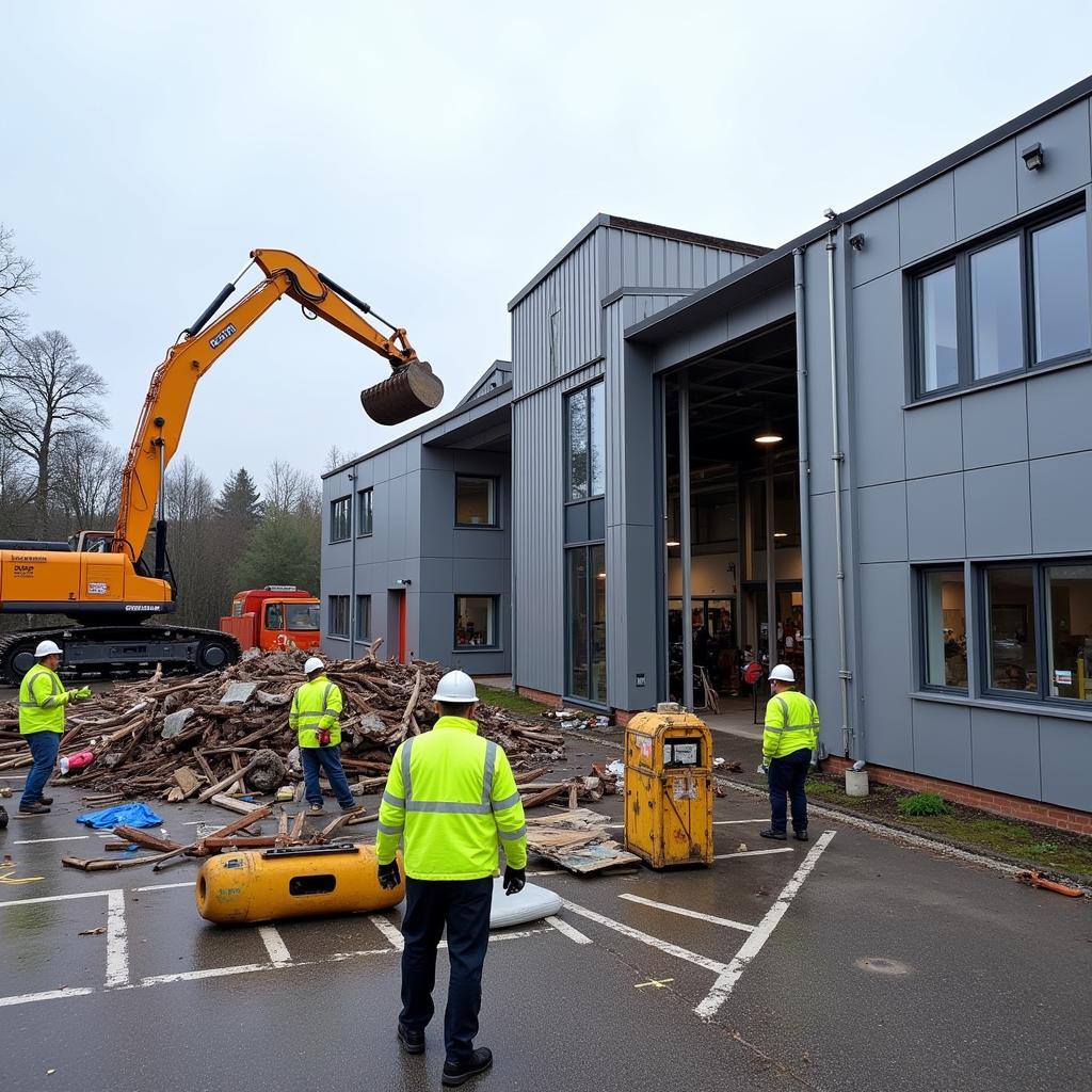 Wiederaufbau des Audi Zentrum Leverkusen nach dem Unwetter