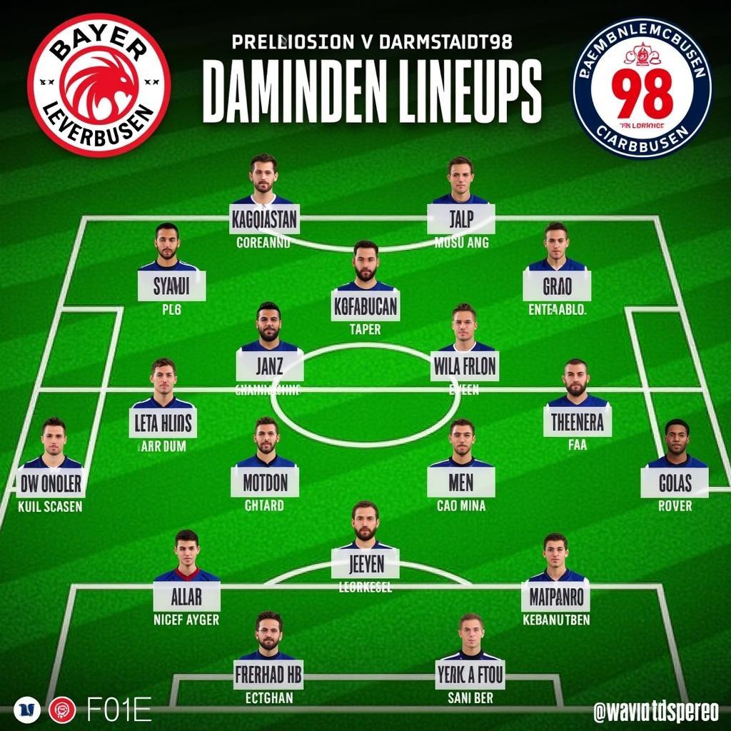 Voraussichtliche Aufstellungen von Bayer Leverkusen und Darmstadt 98 für das kommende Spiel.