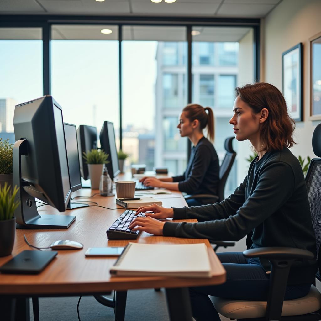 Moderner Arbeitsplatz eines Kaufmanns für Büromanagement in Leverkusen