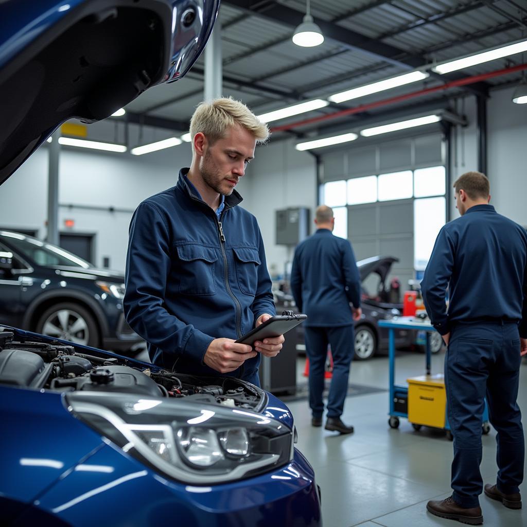 Moderne Werkstatt im Autohaus Fleischhauer Leverkusen