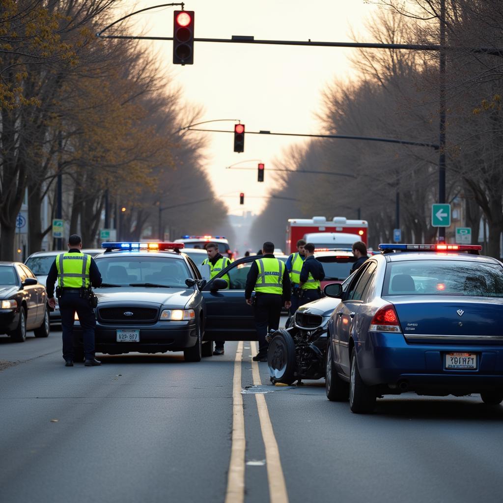 Polizei am Unfallort in Leverkusen