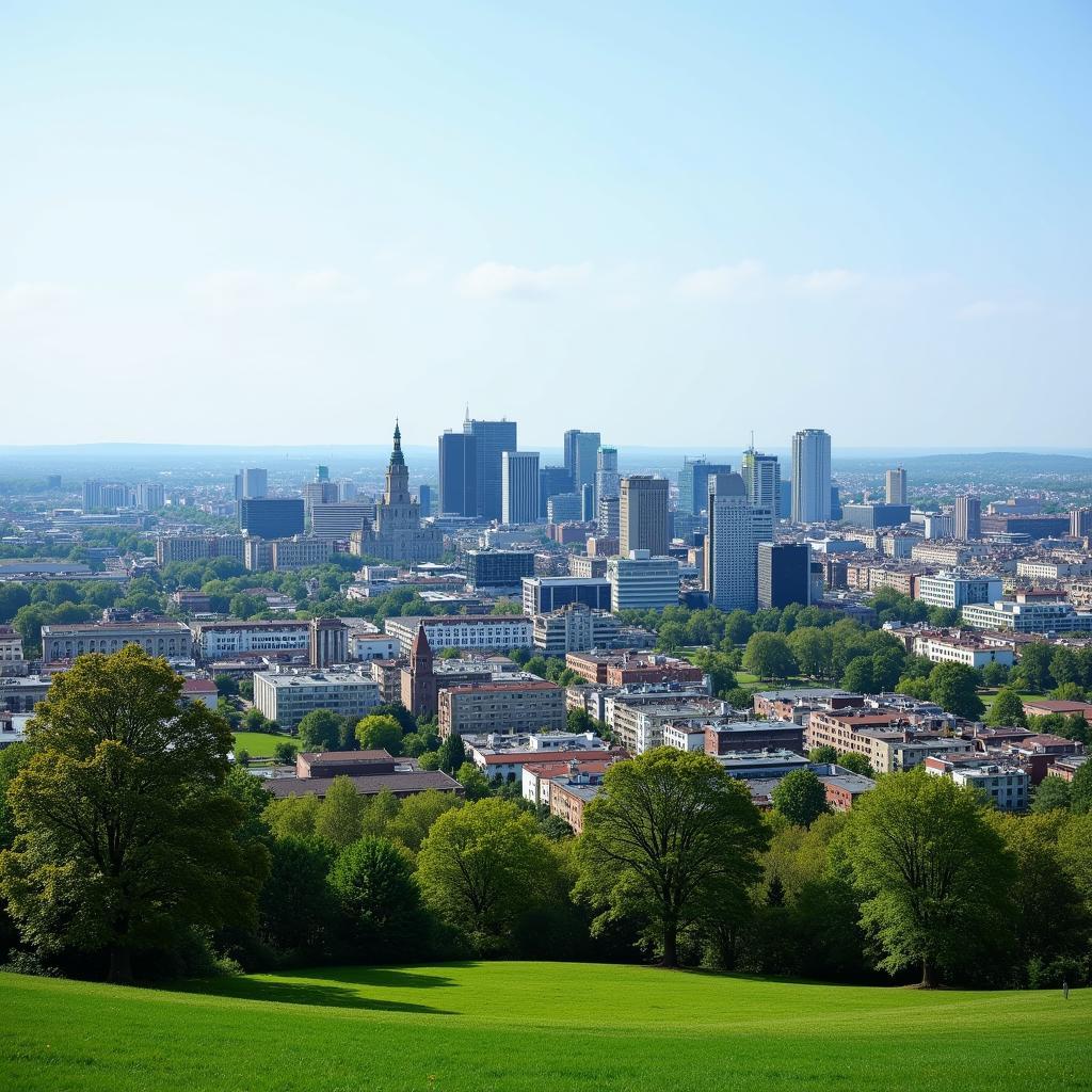 Panoramablick auf die Skyline von Leverkusen