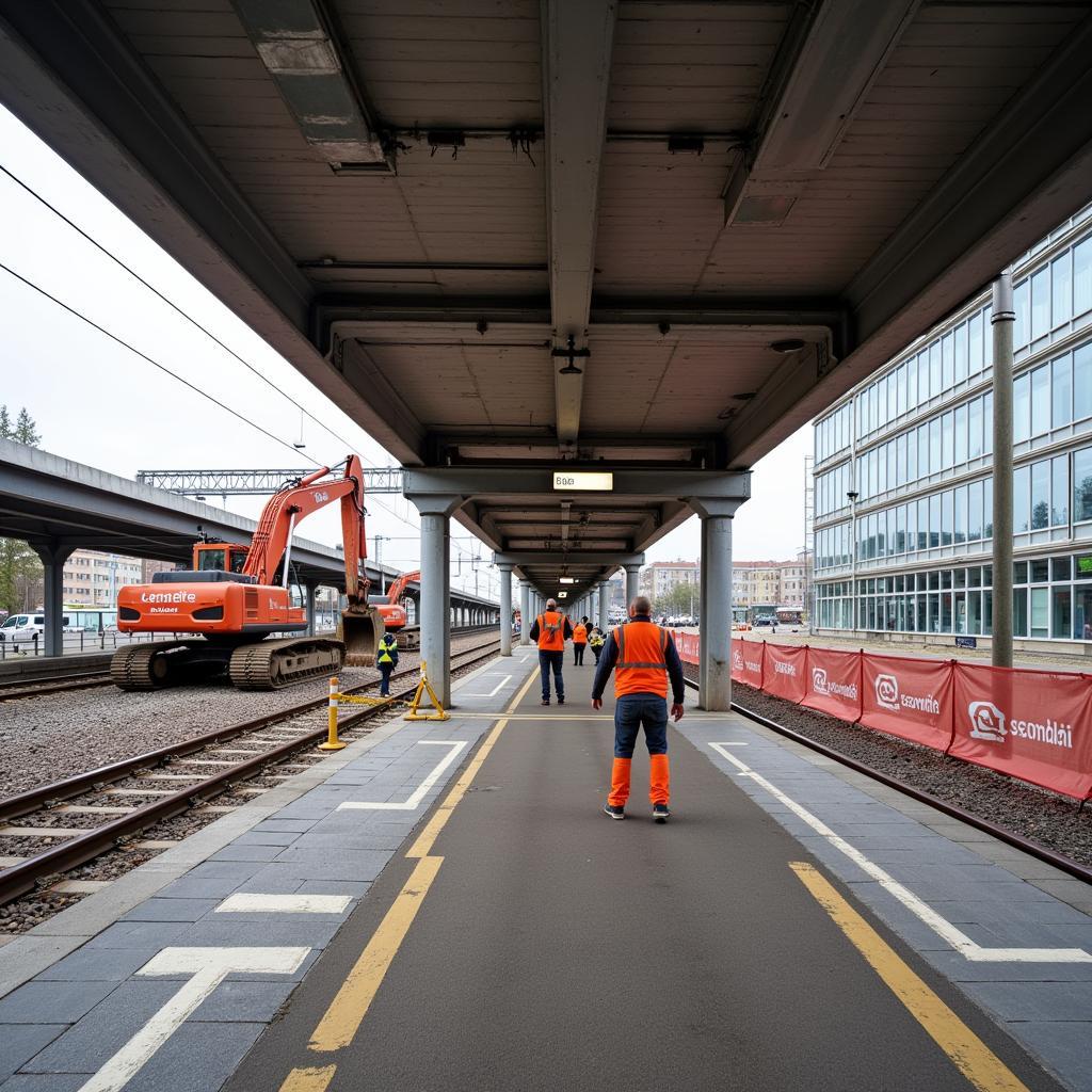 Modernisierungsarbeiten an der Bahnhof Leverkusen Mitte Unterführung