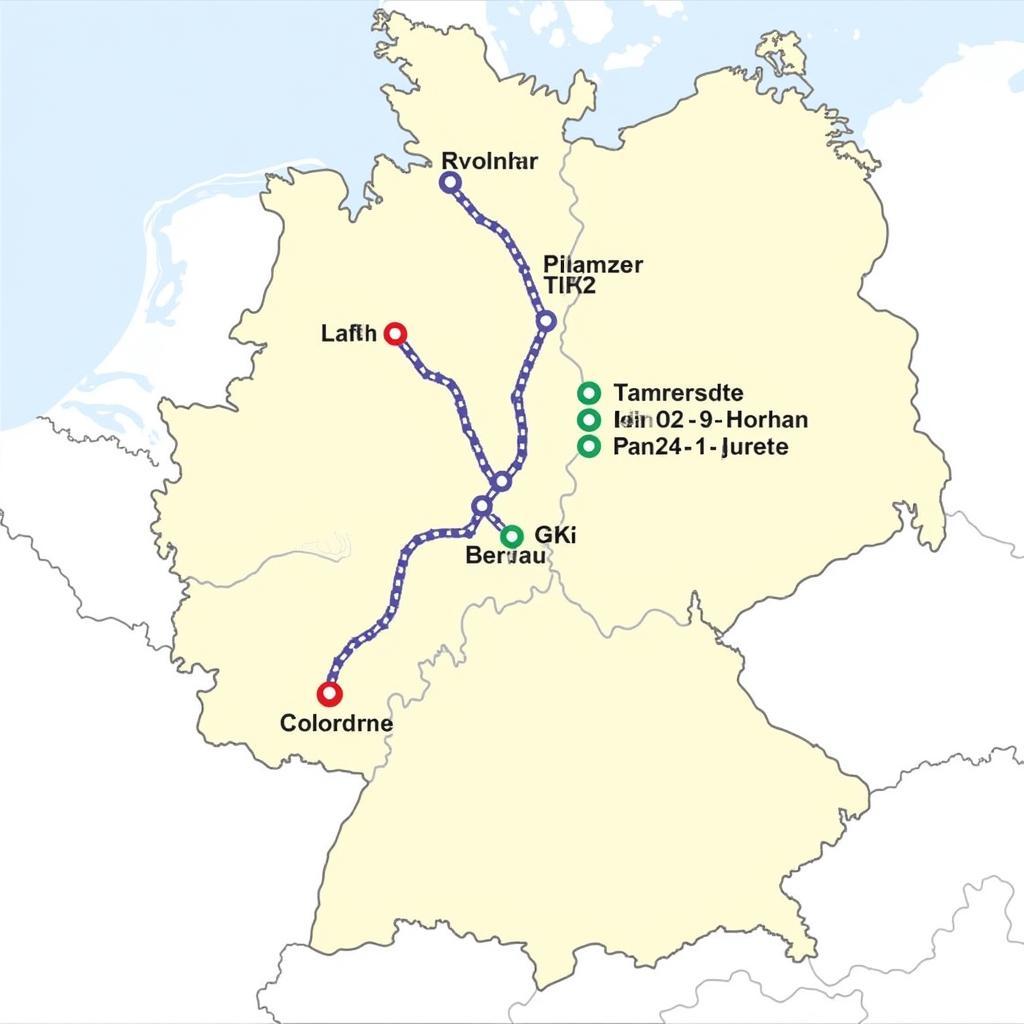 Übersicht der Bahnstrecken zwischen Köln und Leverkusen