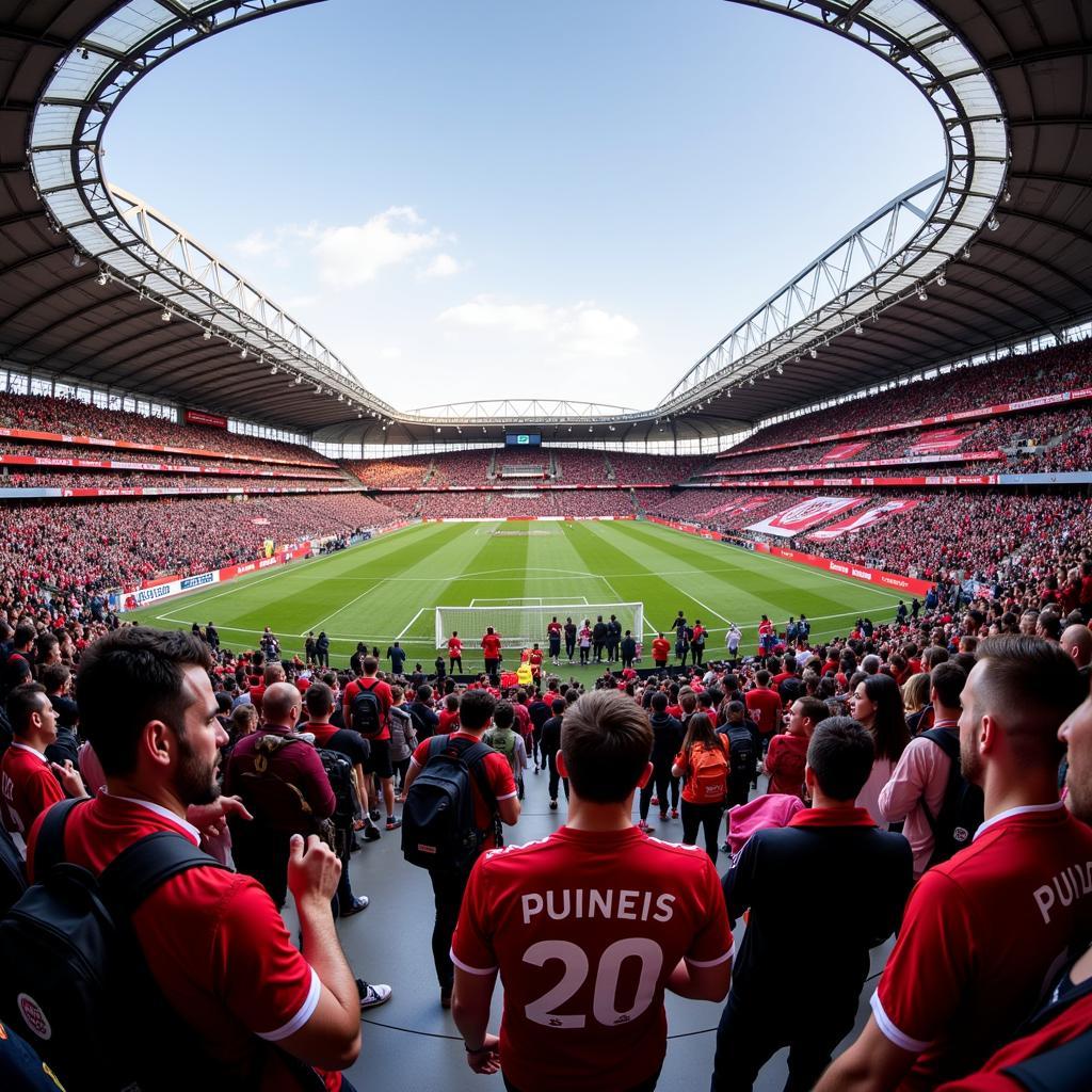 Ankunft am Stadion BayArena