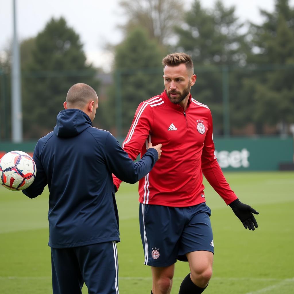 Mitchell Bakker während seiner Rehabilitation bei Bayer Leverkusen.