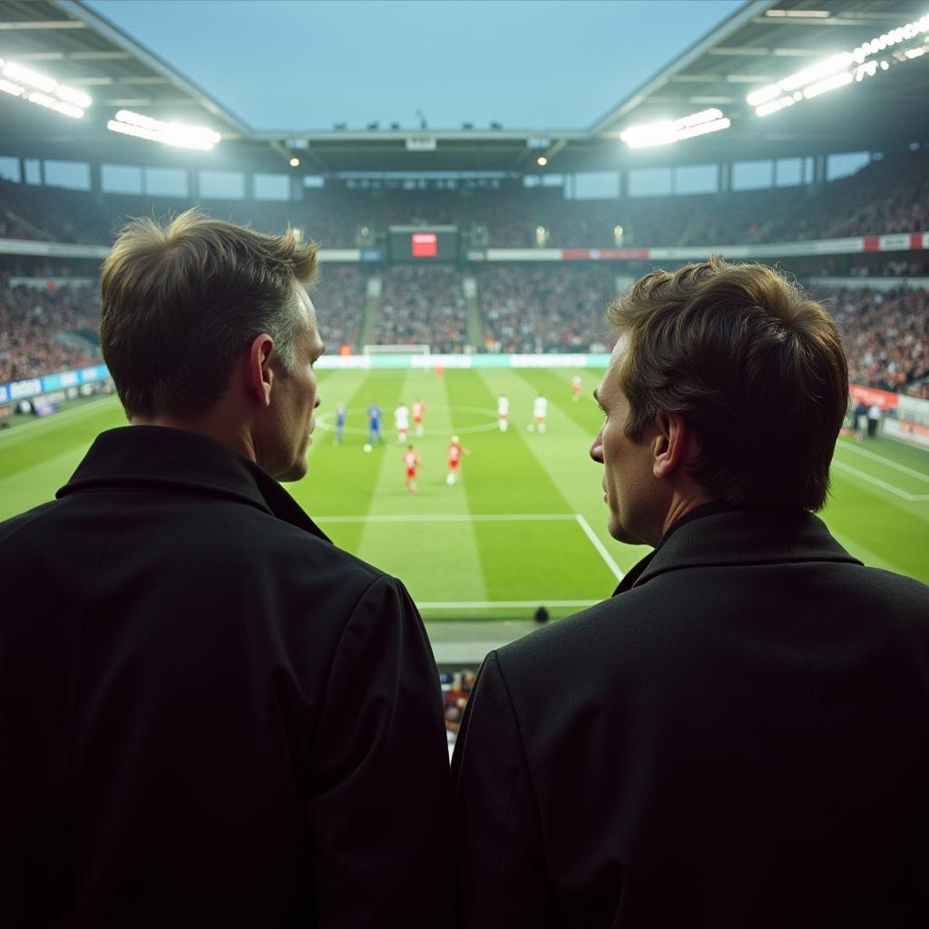 Baryshnikov und Brodsky treffen sich in Leverkusen zu einem Fussballspiel.