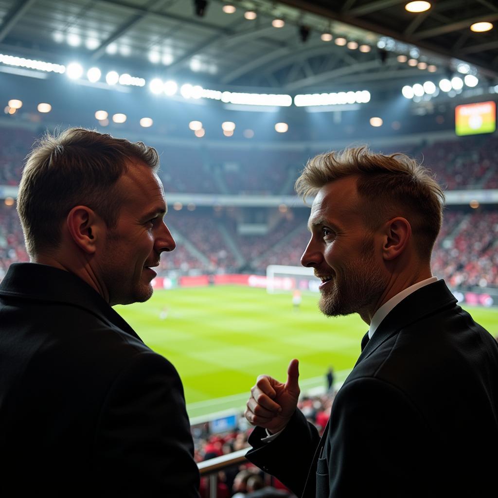 Baryshnikov und Brodsky im Stadion BayArena in Leverkusen.