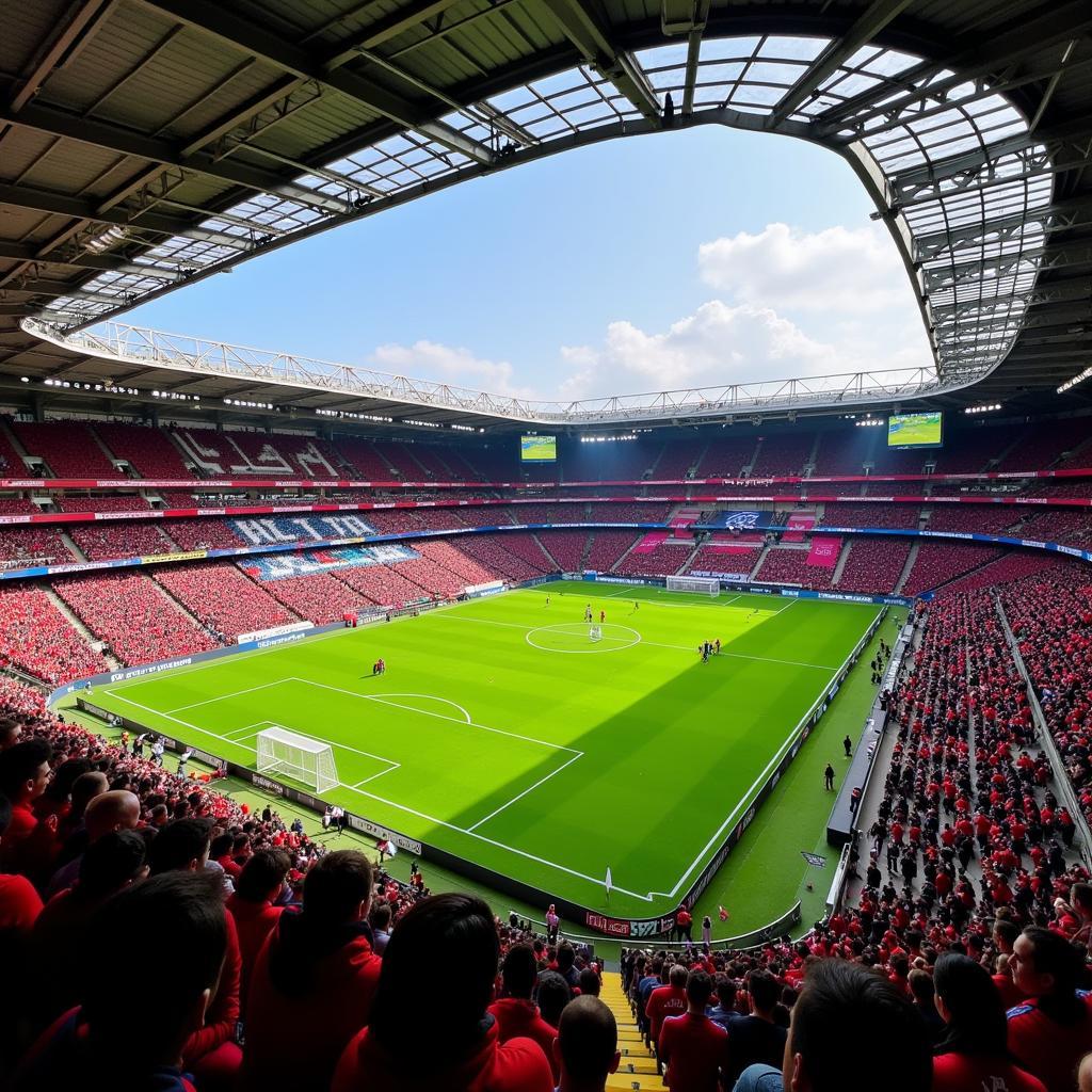 Die BayArena in Leverkusen: Heimspielstätte von Bayer 04 Leverkusen.