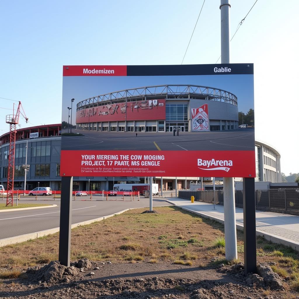 Modernisierung der BayArena Bauschild