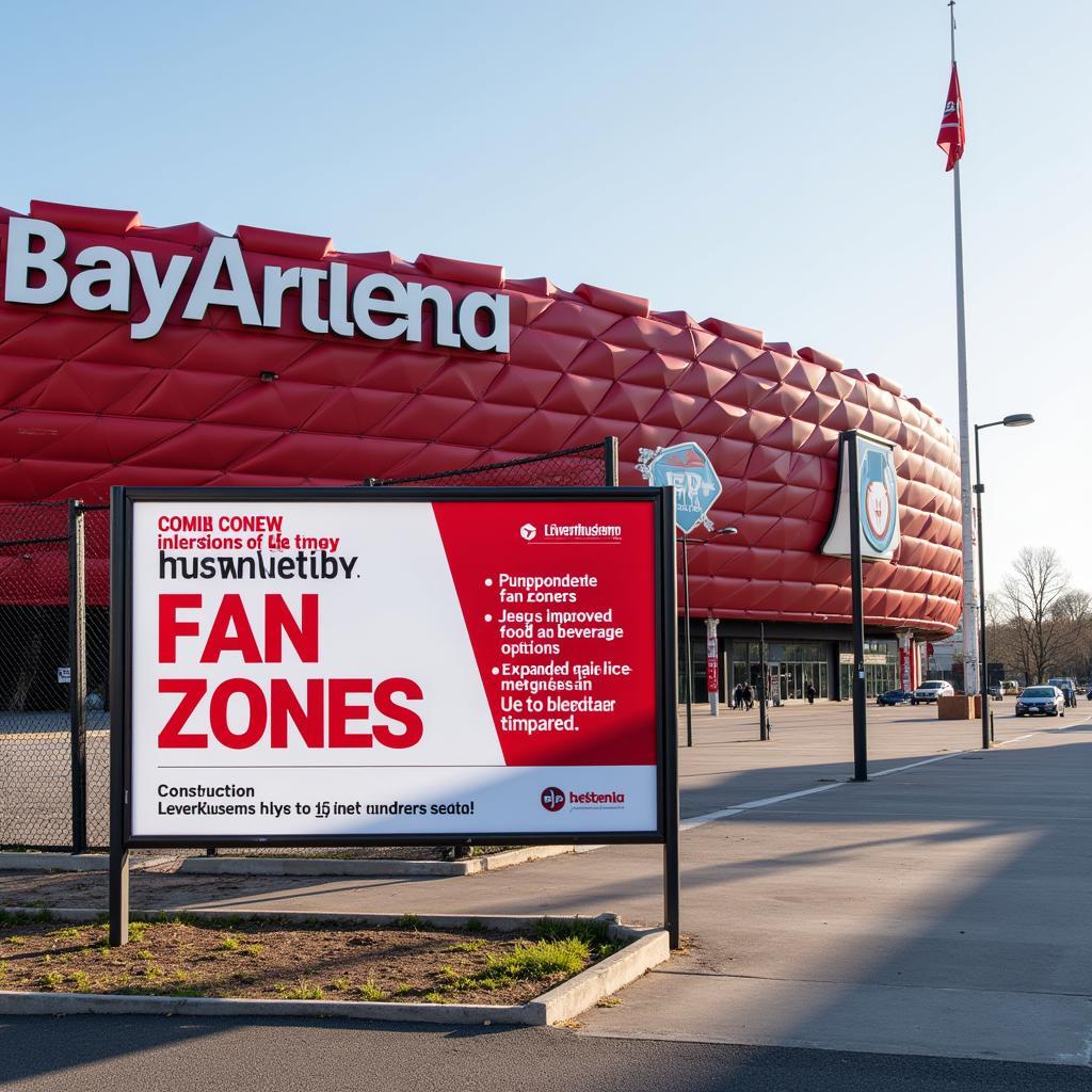 Neue Fanbereiche in der BayArena Bauschild