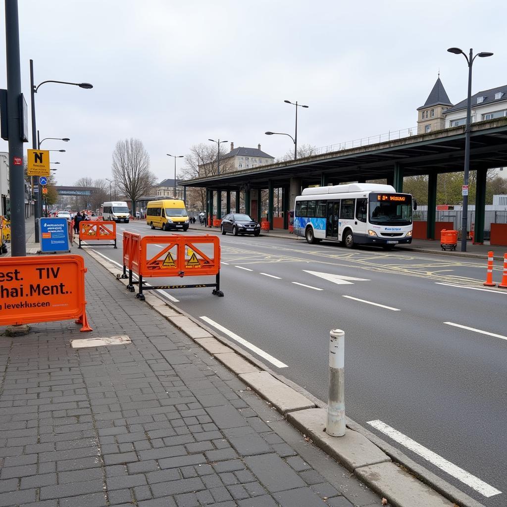 Umbauarbeiten am Busbahnhof Leverkusen Mitte