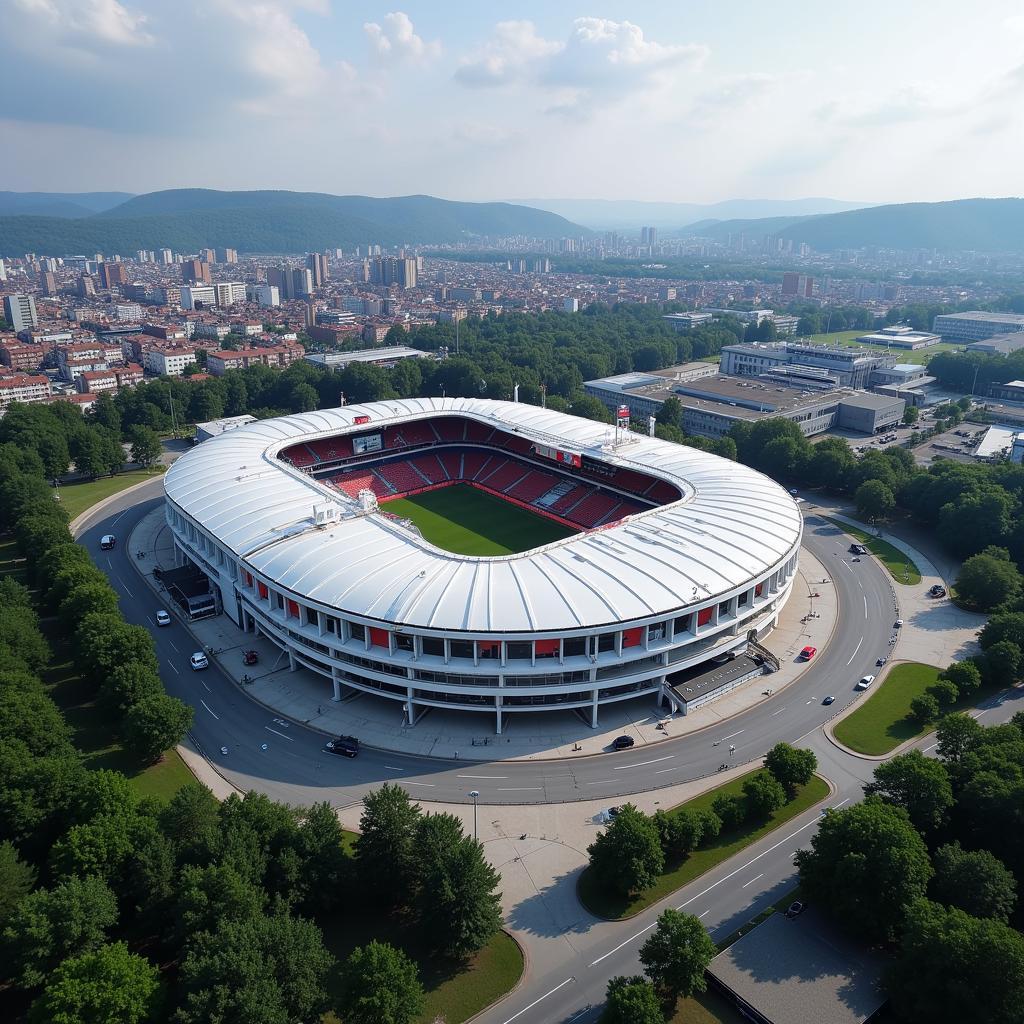 Die BayArena an der Ahrstr 7 in Leverkusen