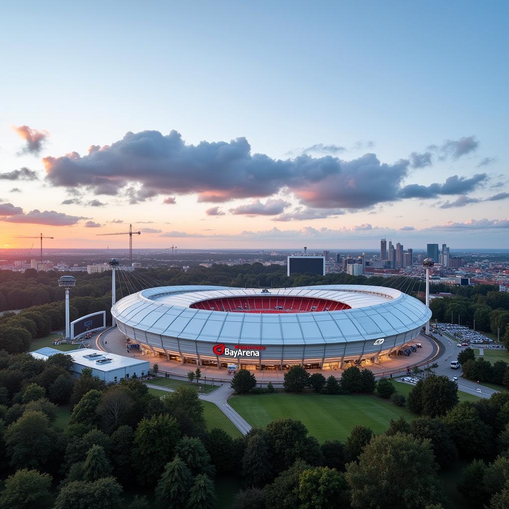 Außenansicht der BayArena in Leverkusen