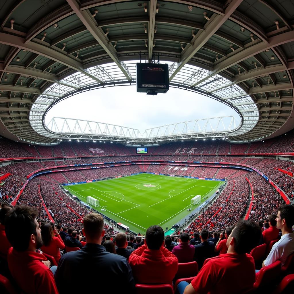 Panoramablick auf die Innenansicht der BayArena