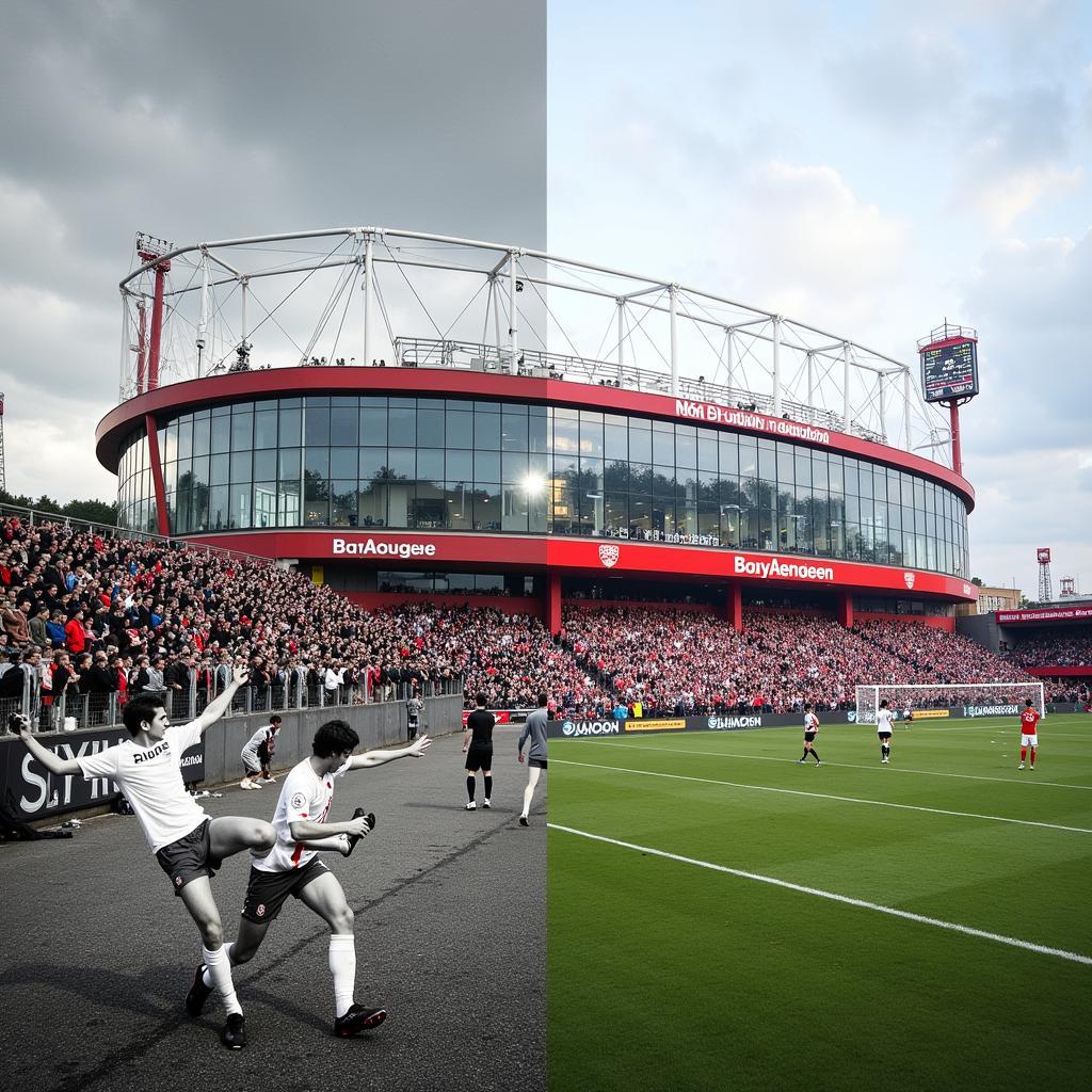 BayArena in Leverkusen und Fußball in den 1950er Jahren