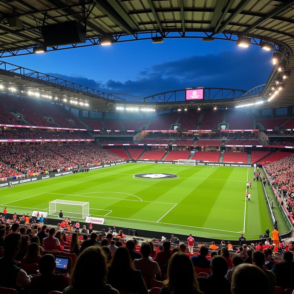 Die BayArena in Leverkusen während einer Veranstaltung.