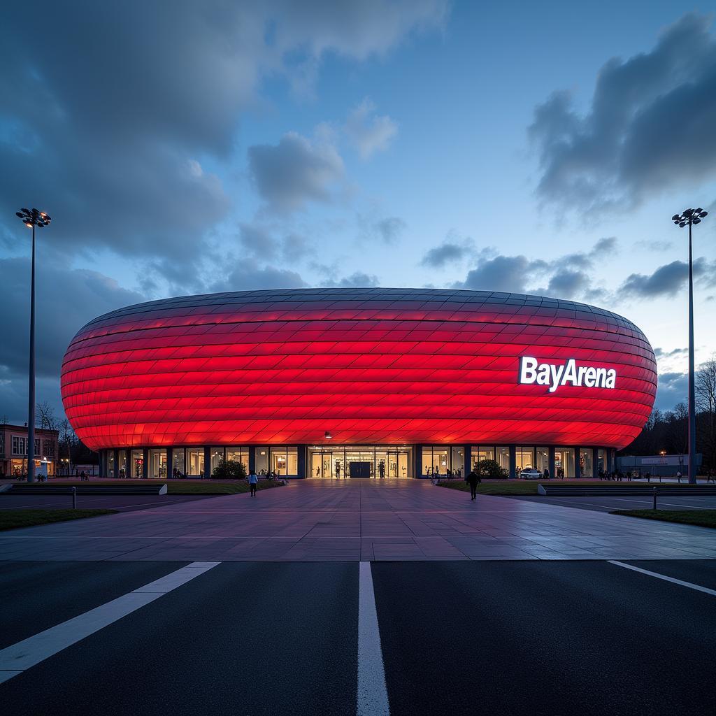 Die BayArena, Heimat von Bayer 04 Leverkusen, an der Adresse Rolf Kürten Leverkusen.