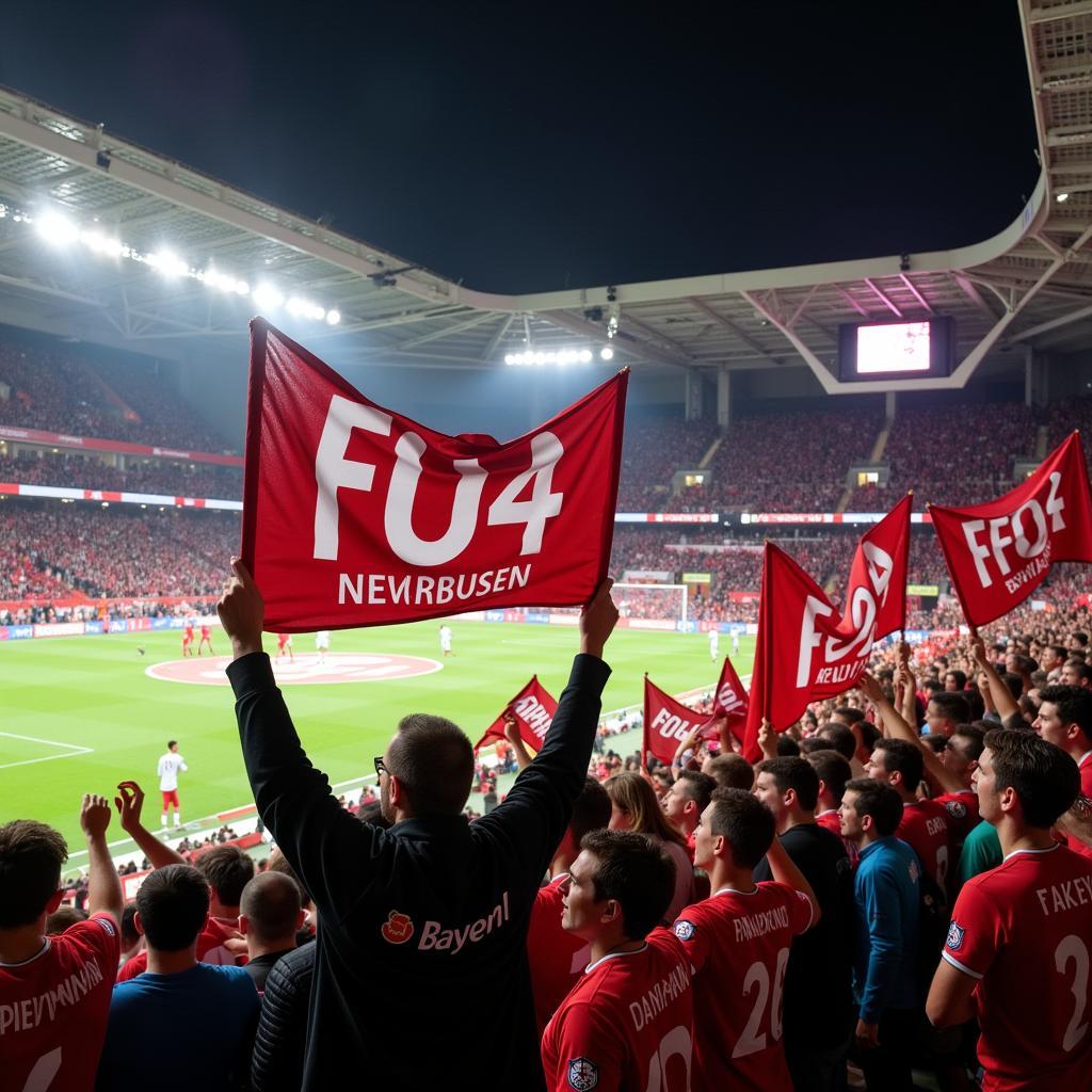 Fans begrüßen die neuen Spieler bei einem Spiel in der BayArena