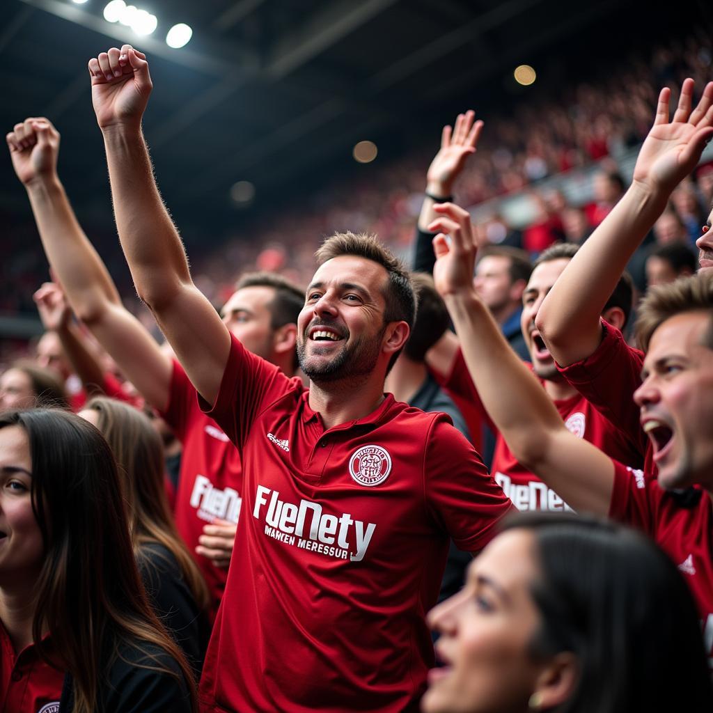 Bayer 04 Leverkusen Fans feiern im Stadion