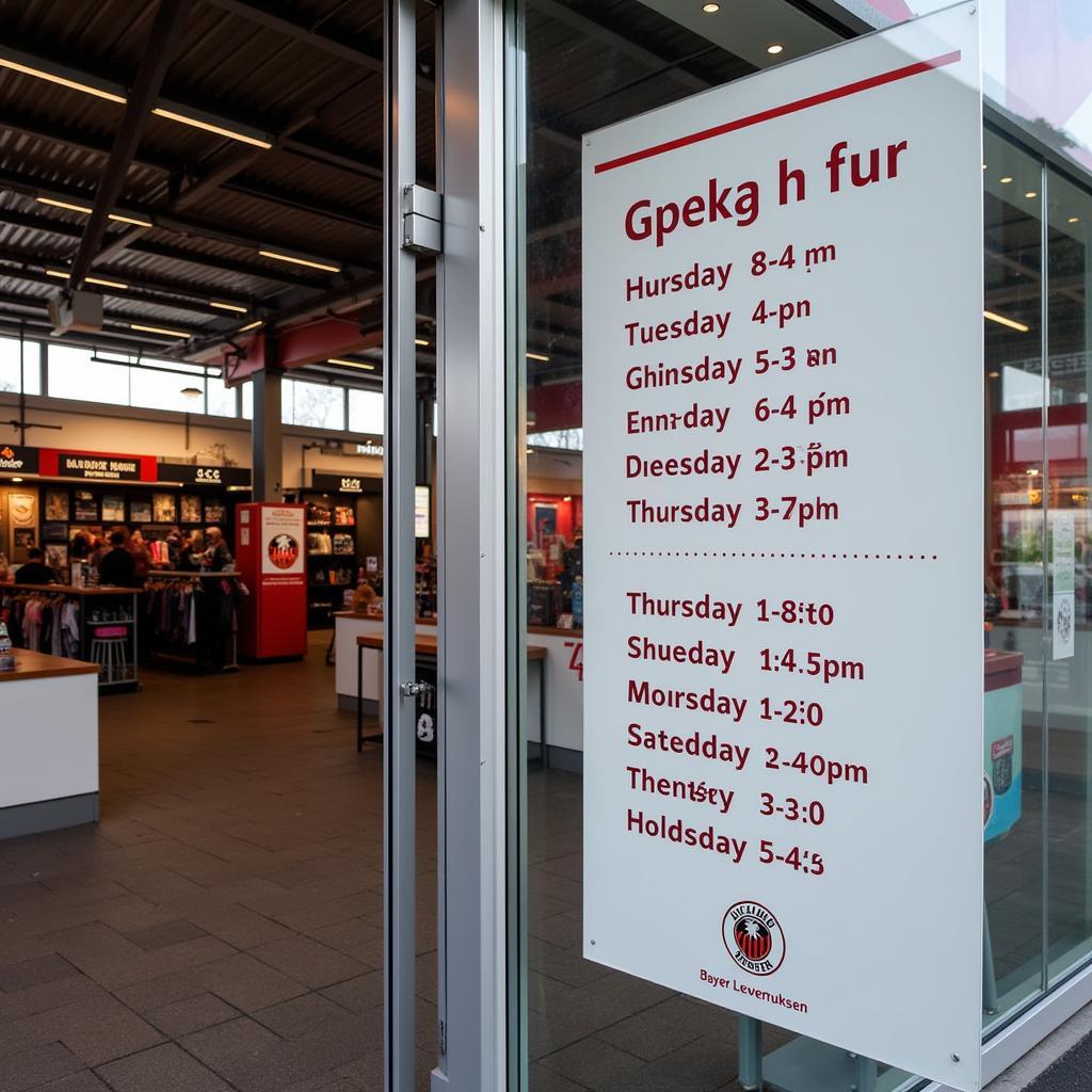 Öffnungszeiten des Bayer Leverkusen Fanshops - Gewöhnlich