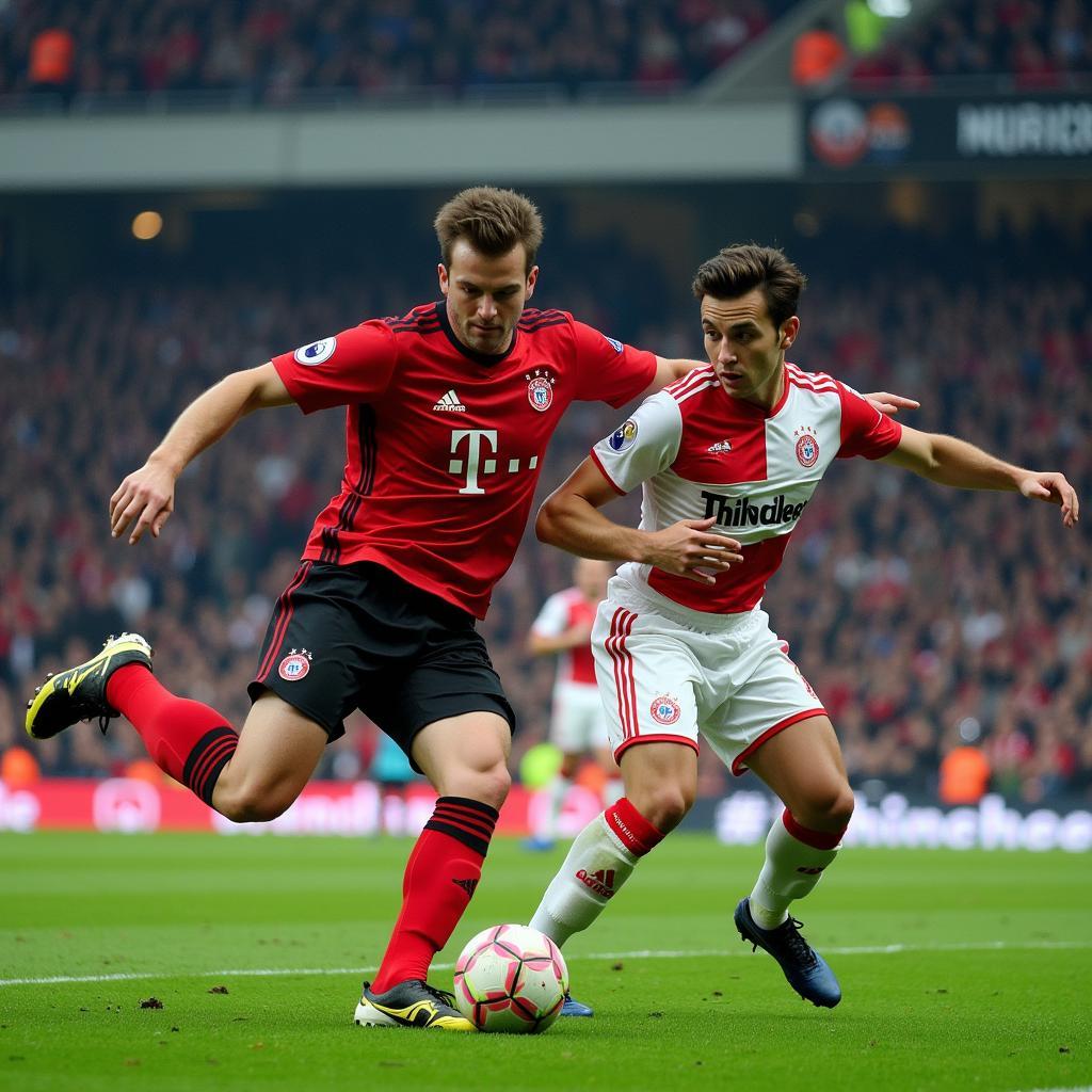 Bayer 04 Leverkusen gegen FC Bayern München: Ein Bild des Bundesliga-Klassikers mit beiden Mannschaften im Stadion.