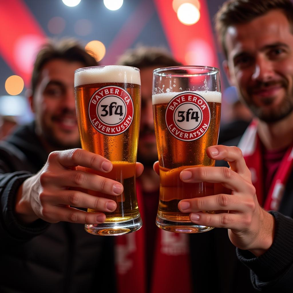 Bayer 04 Leverkusen Glas in den Händen der Fans: Ein Zeichen der Verbundenheit.