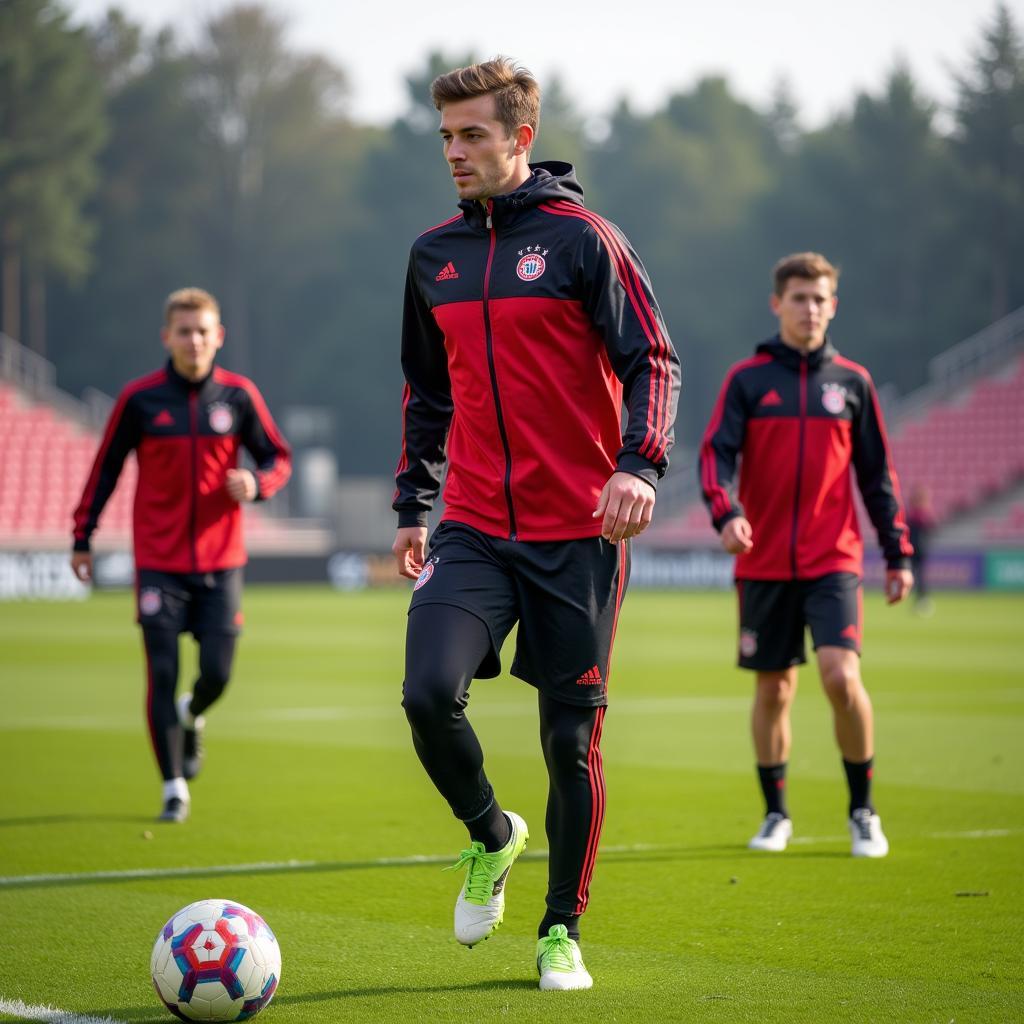 Bayer 04 Leverkusen Jugendspieler trainieren.